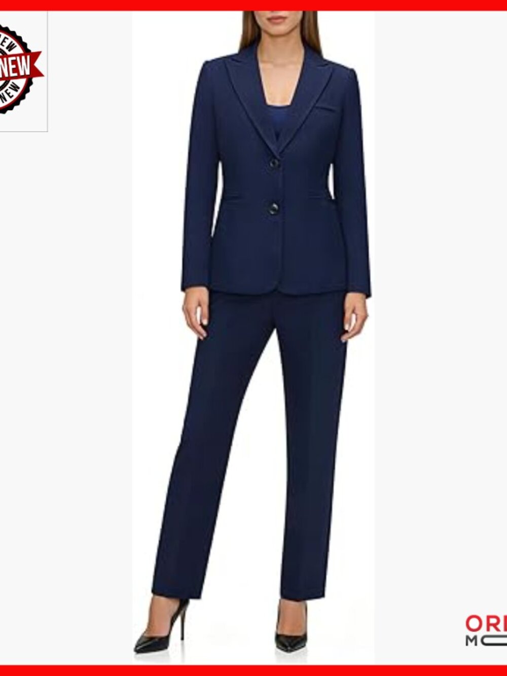 Women's 2-Piece Pantsuit Blazer Set Professional Work Outfit Long Sleeve